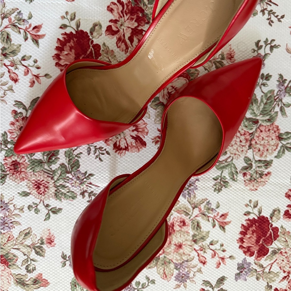 J. Crew leather made in Italy Red Pointed Toe Heels